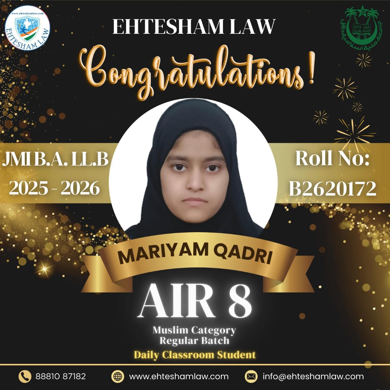 All india rank 05 in jamia millia islamia ballb of muslim regular